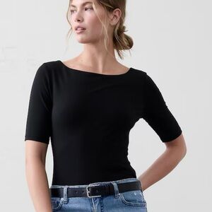 NWT Banana Republic black elbow-sleeve top, M